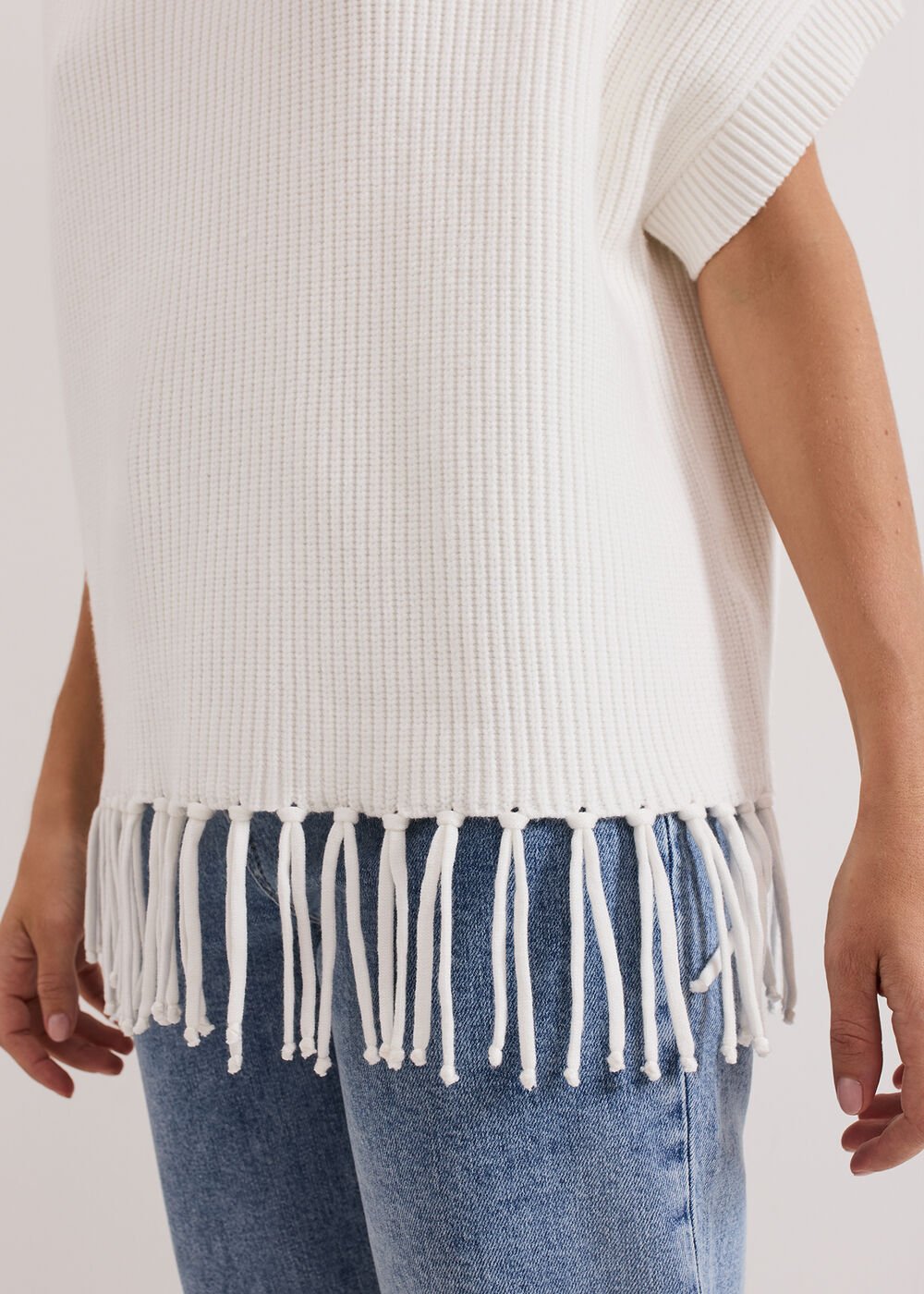 Myleene Fringe Knit Ivory