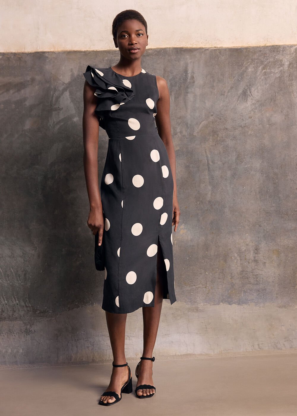 Joslyne Spot Dress Black/Ivory