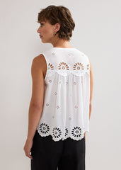 Tilda Broderie Top White