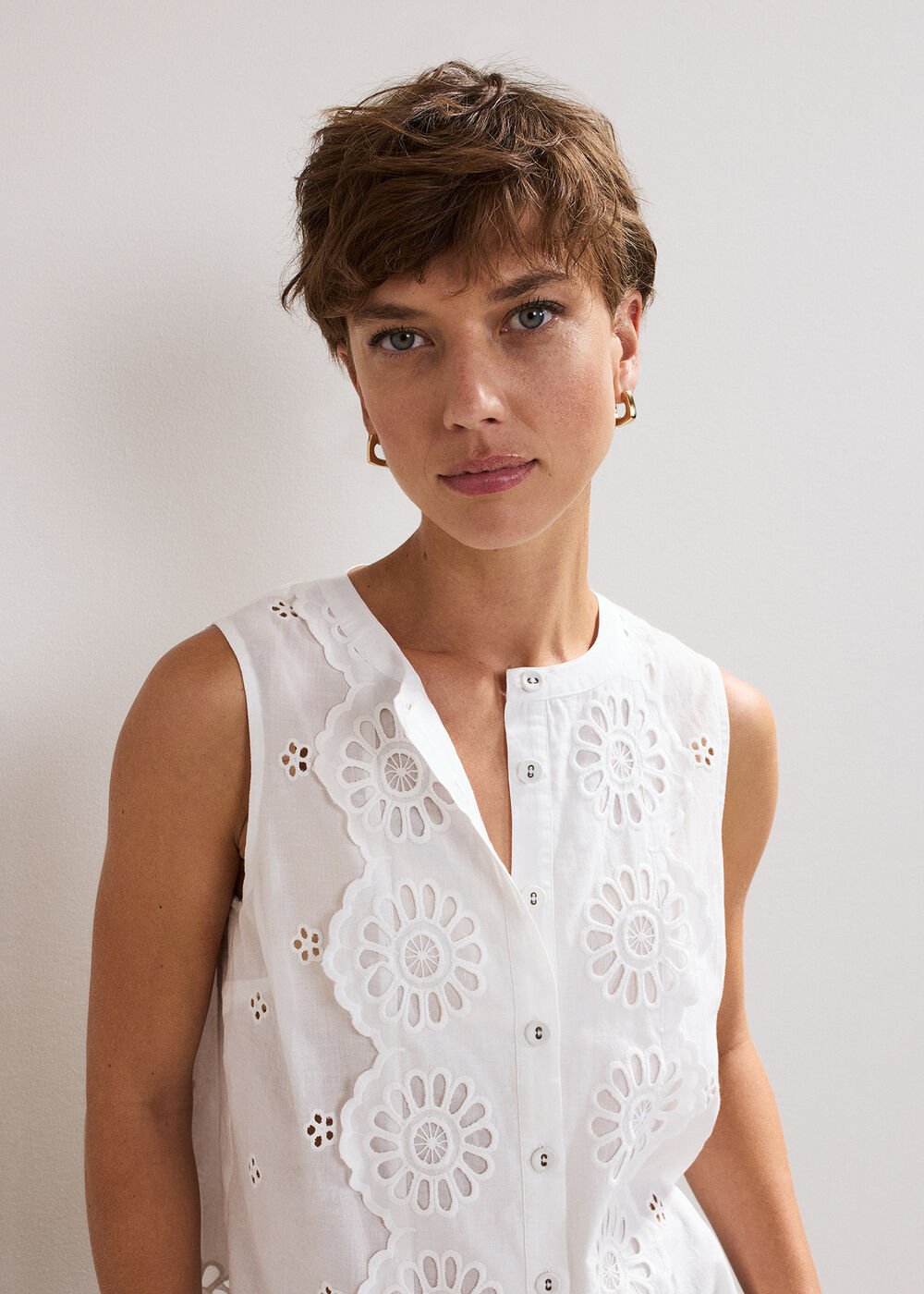 Tilda Broderie Top White