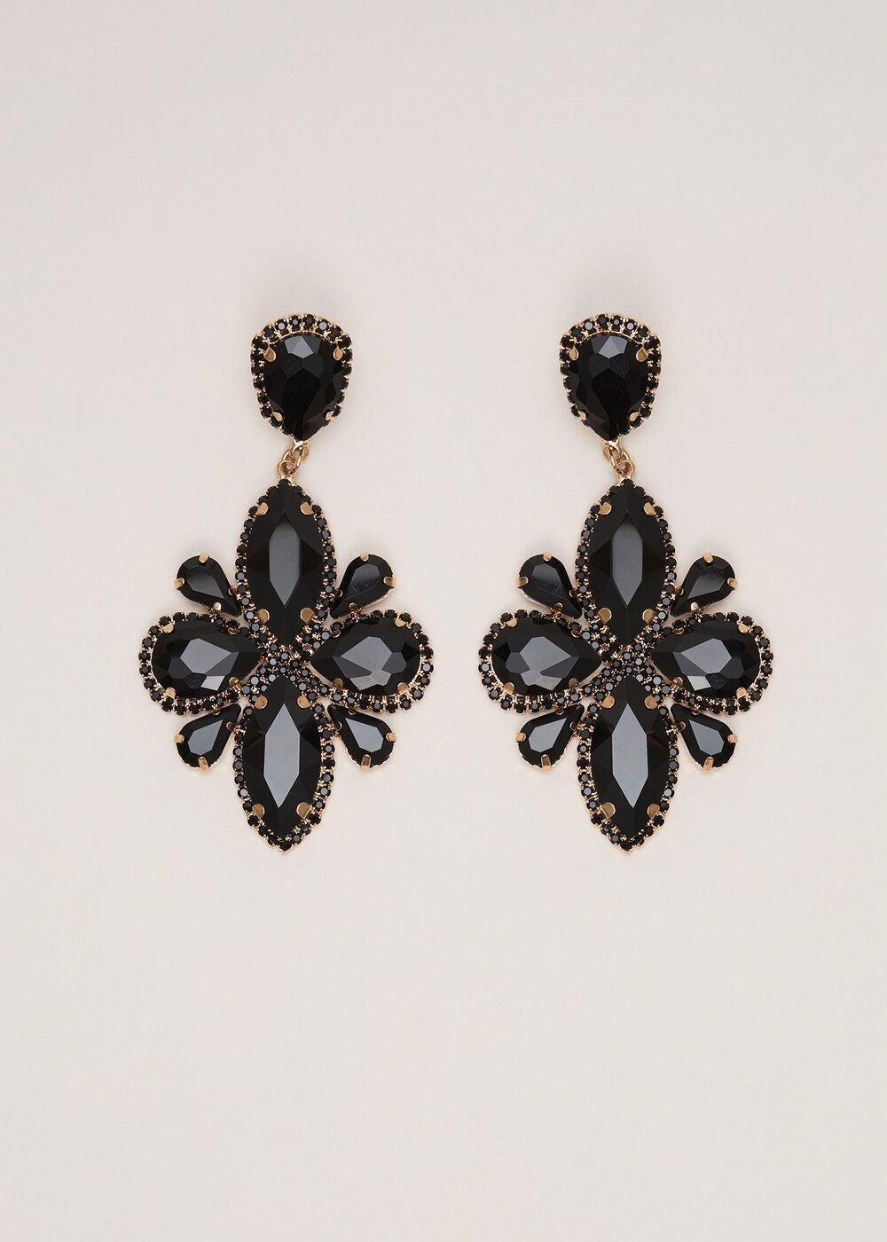 Stone Drop Earrings Black