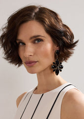 Stone Drop Earrings Black