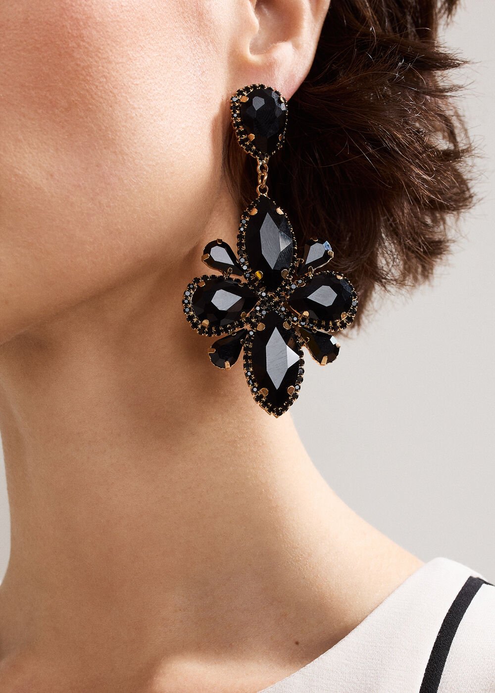 Stone Drop Earrings Black