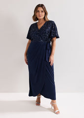 Janessa Sequin Dress Navy