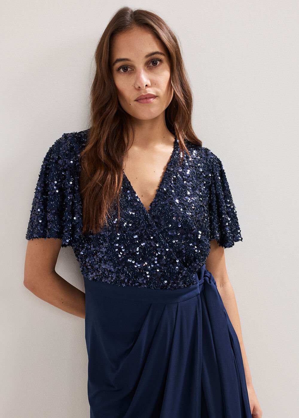 Janessa Sequin Dress Navy