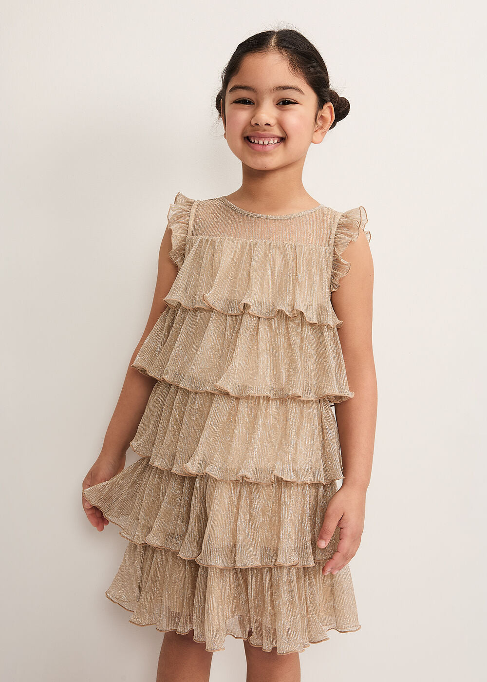 Destiny Plisse Dress Gold