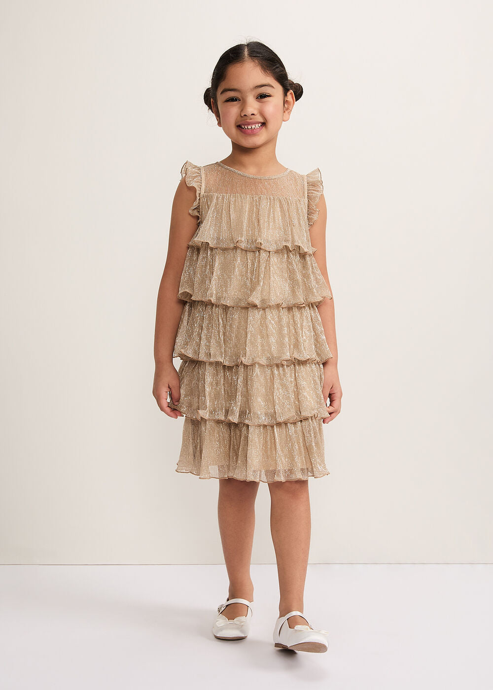 Destiny Plisse Dress Gold