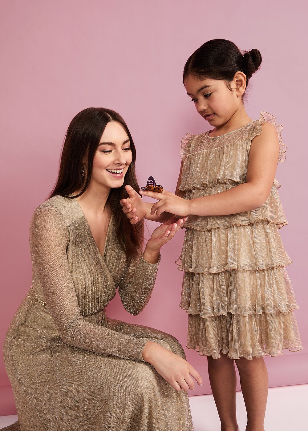 Destiny Plisse Dress Gold