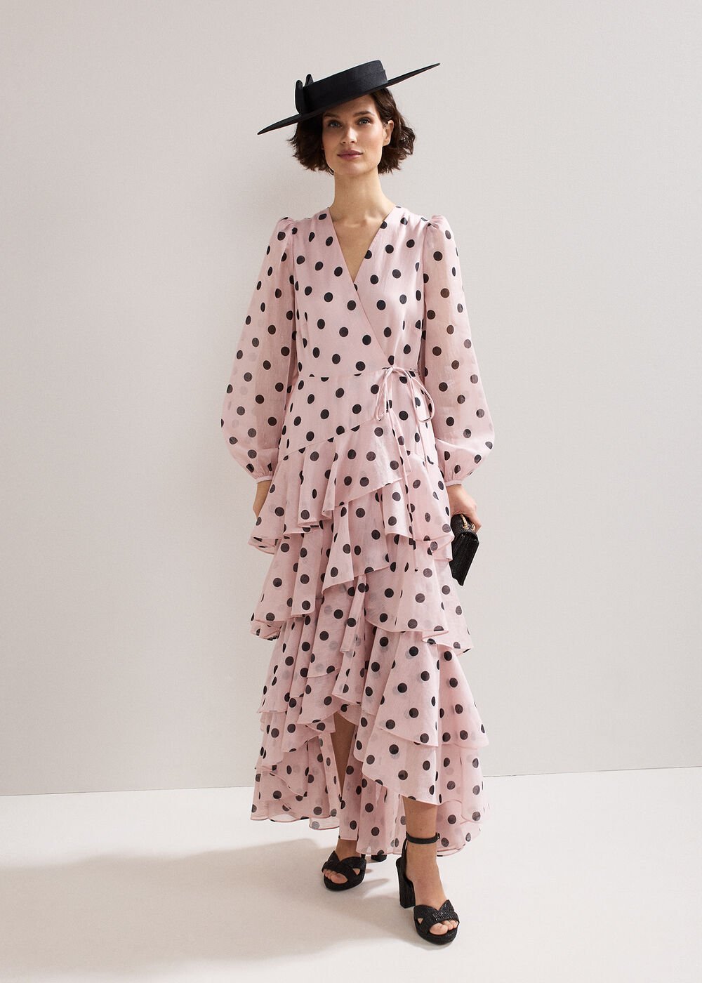 Spot Ruffle Dress Pink