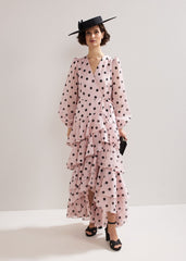 Spot Ruffle Dress Pink