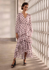 Spot Ruffle Dress Pink