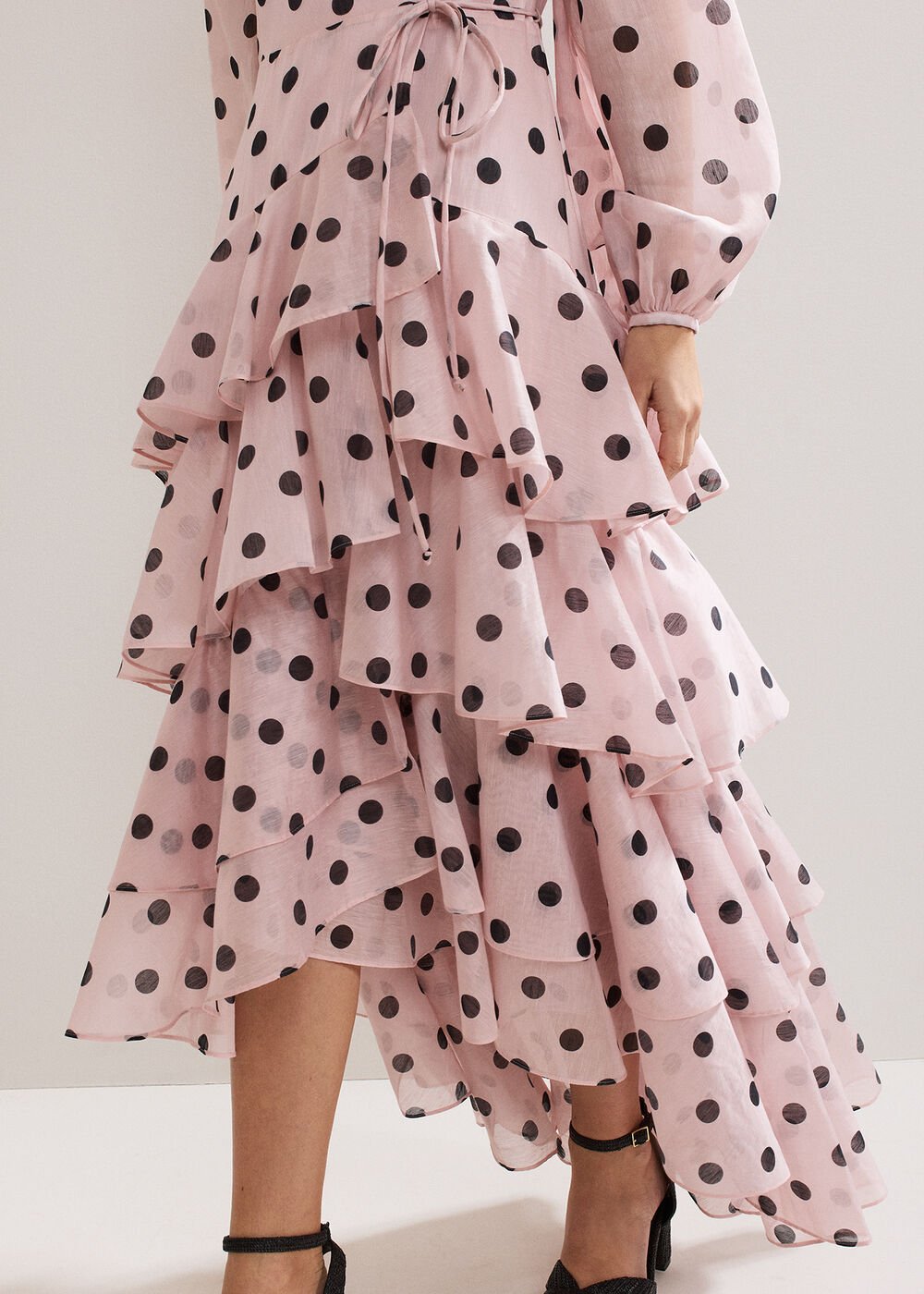 Spot Ruffle Dress Pink