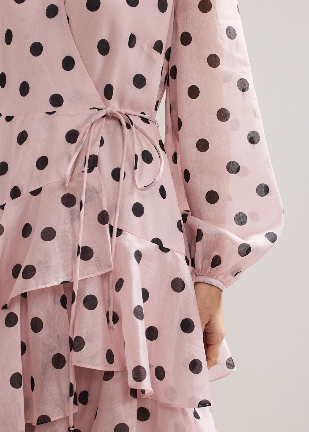 Spot Ruffle Dress Pink