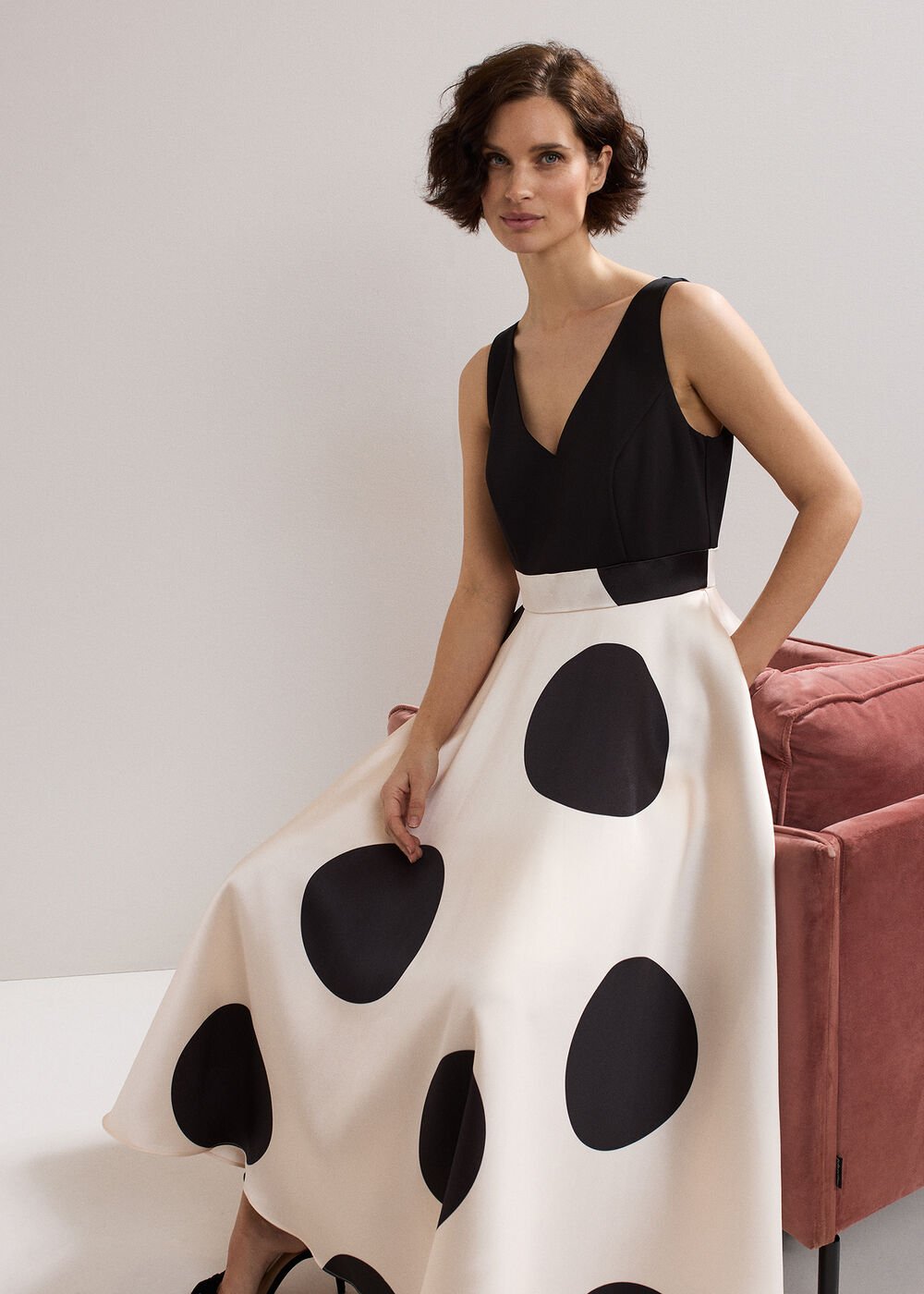 Delie Spot Dress Black/Ivory