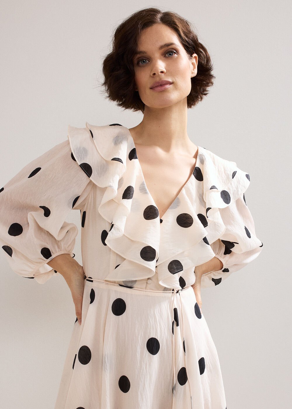 Jaqlyn Spot Dress Cream
