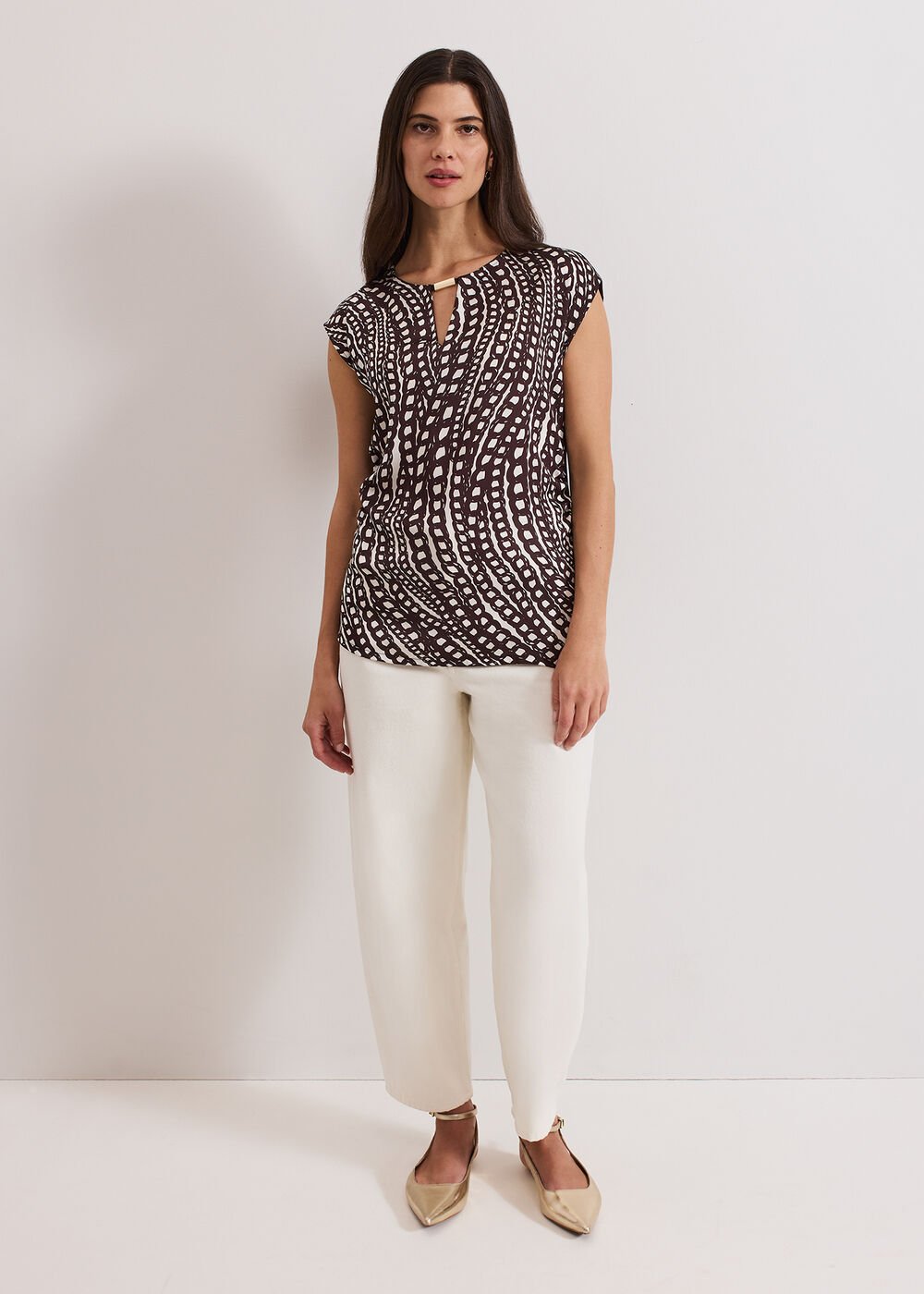 Livie Print Top Brown