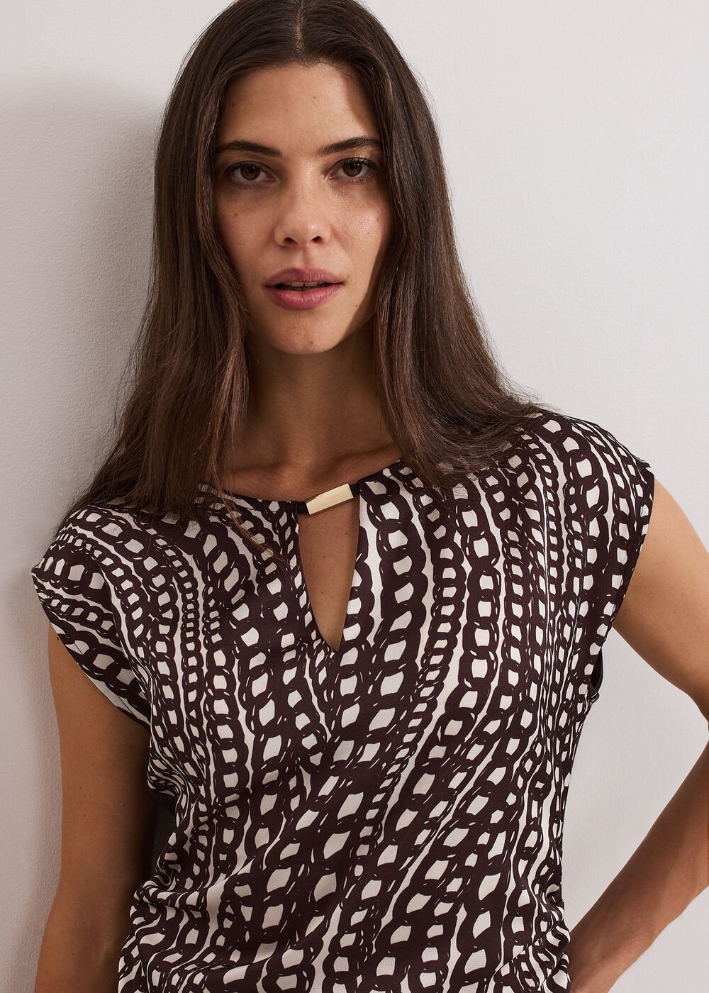 Livie Print Top Brown