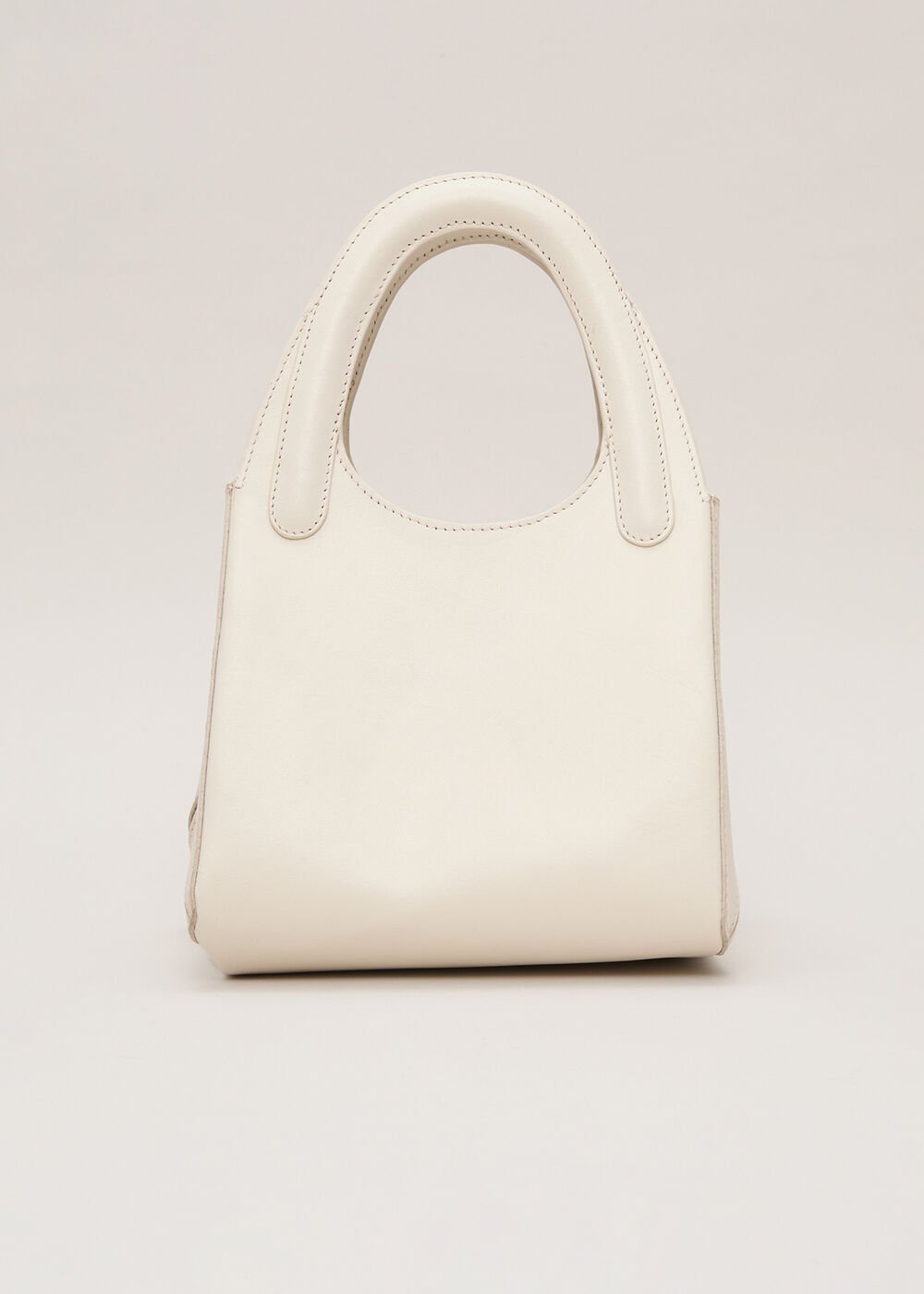 Leather Square Tote Ivory