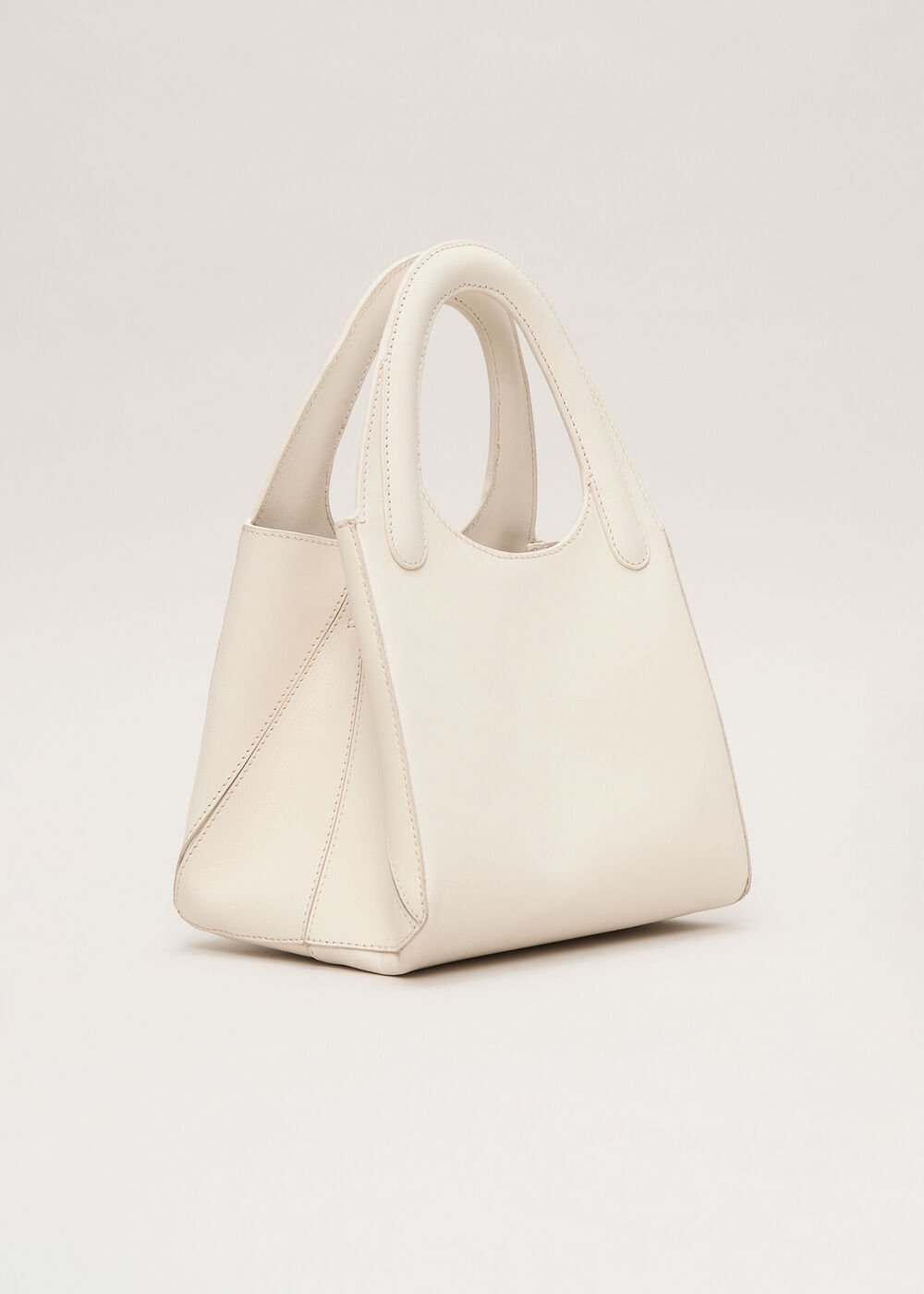 Leather Square Tote Ivory