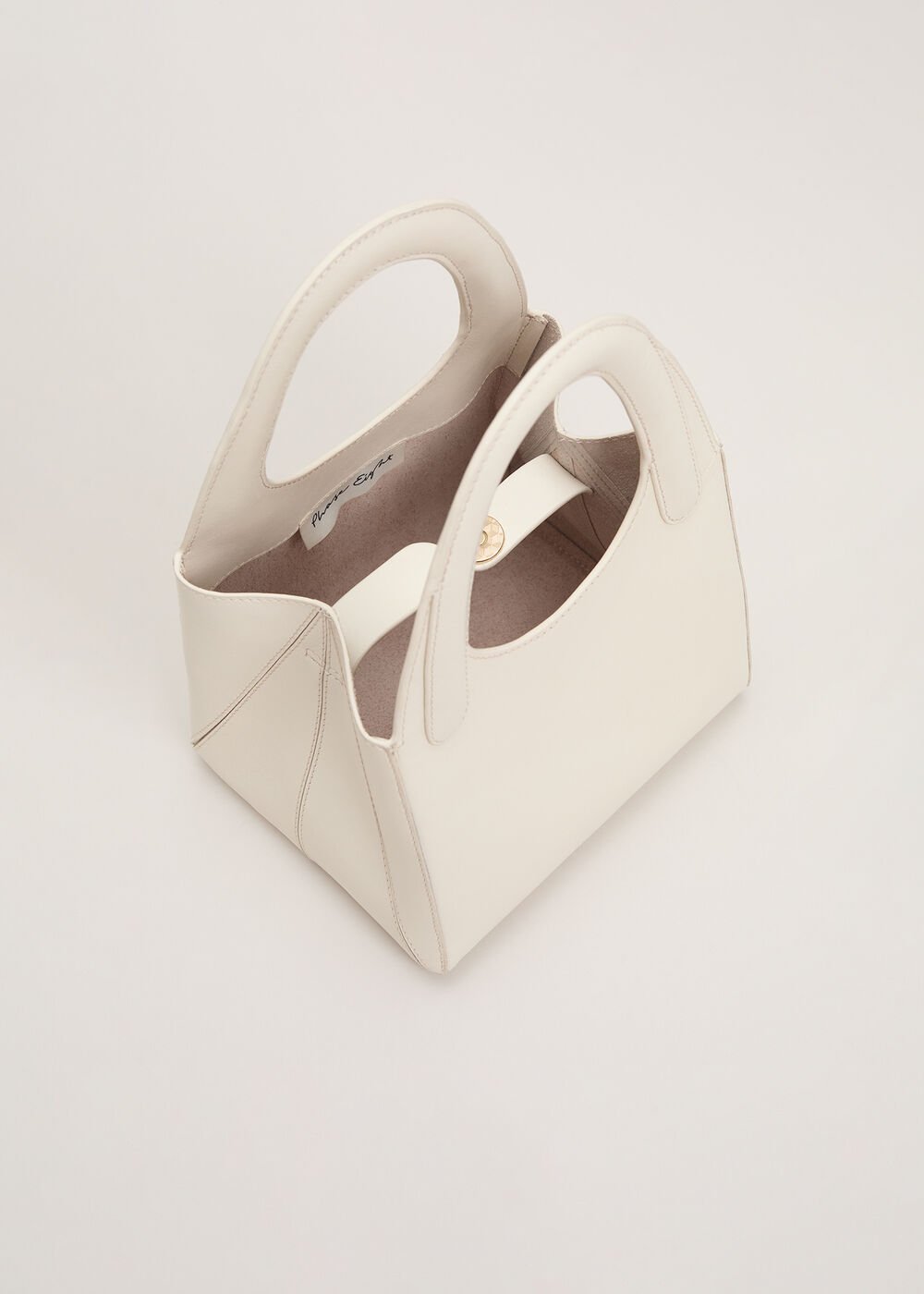 Leather Square Tote Ivory