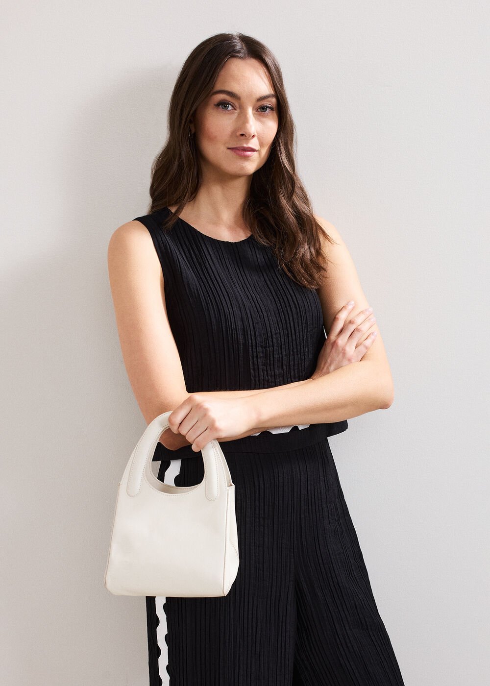 Leather Square Tote Ivory