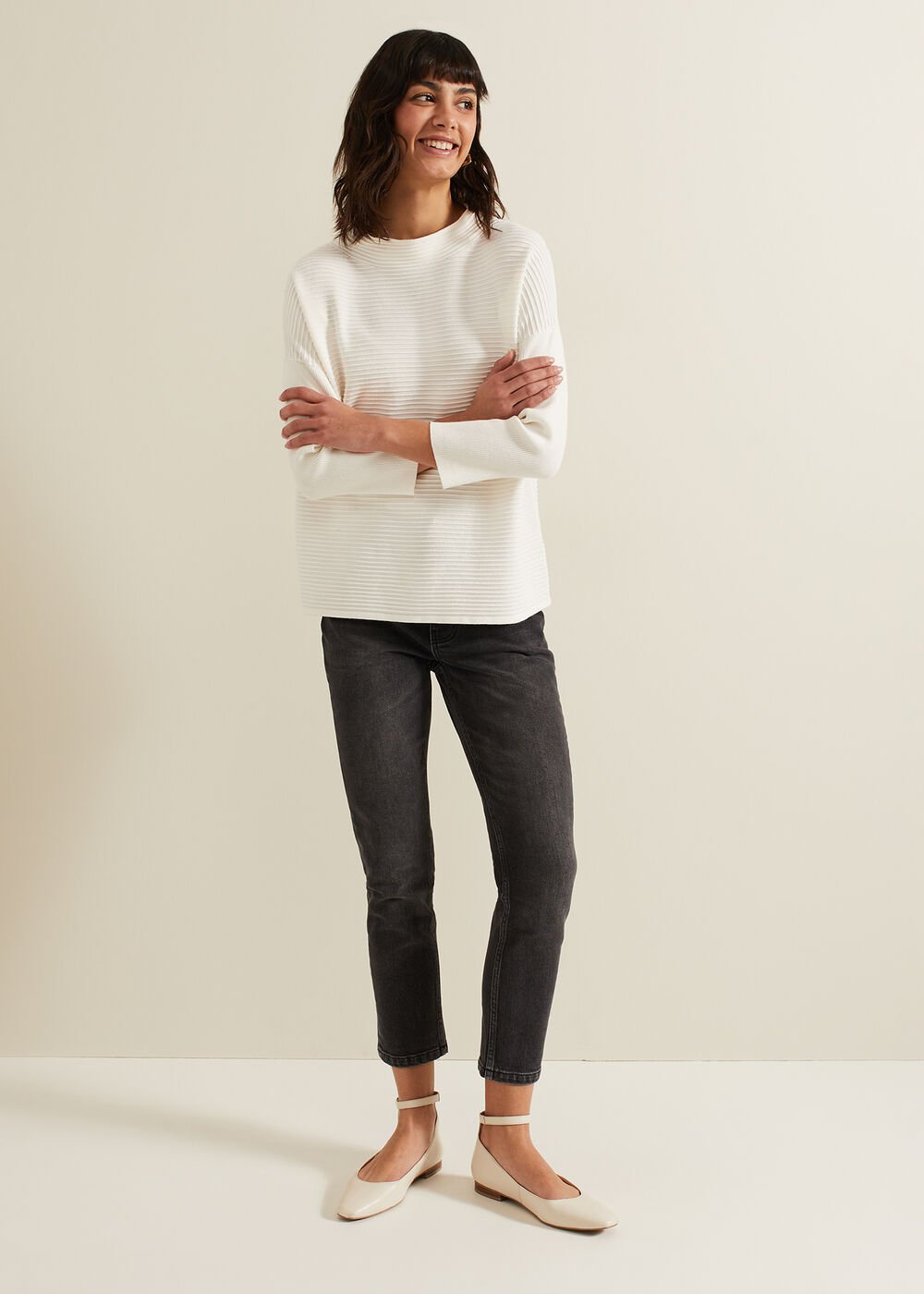 Elise Ripple Jumper Ivory