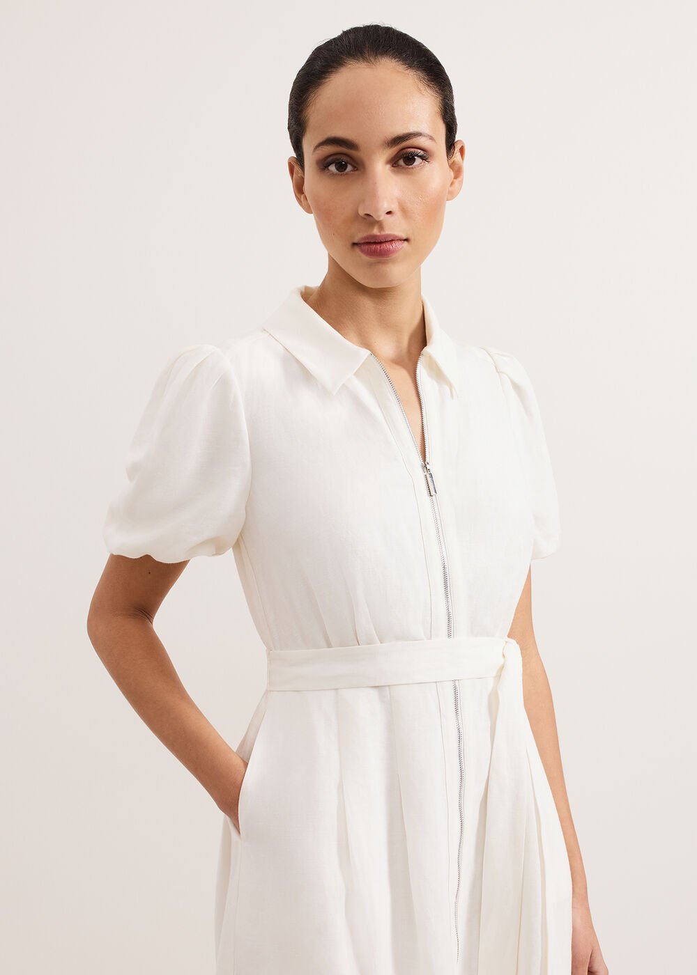 Carlotta Linen Dress White