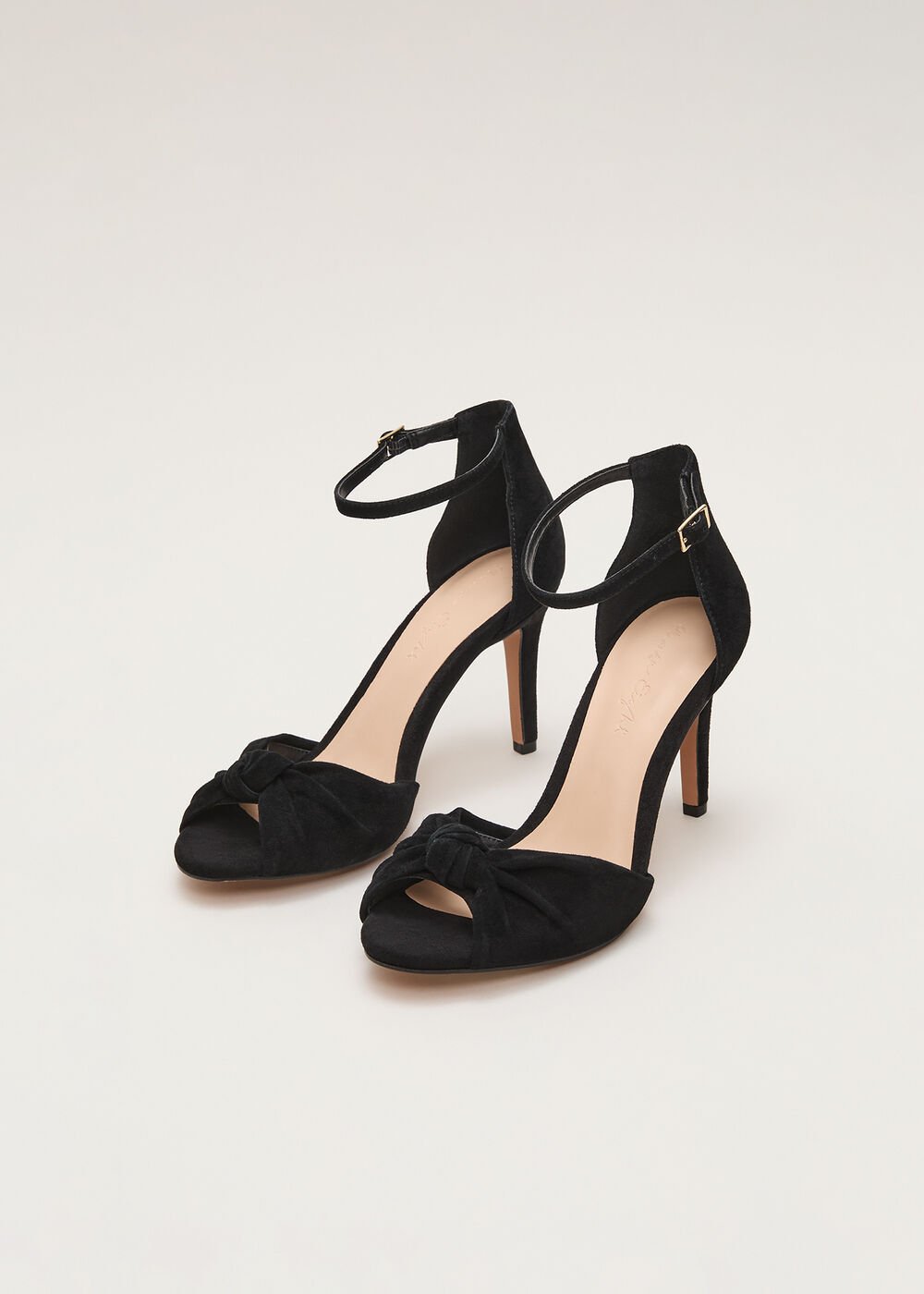 Suede Knotted Sandal Black