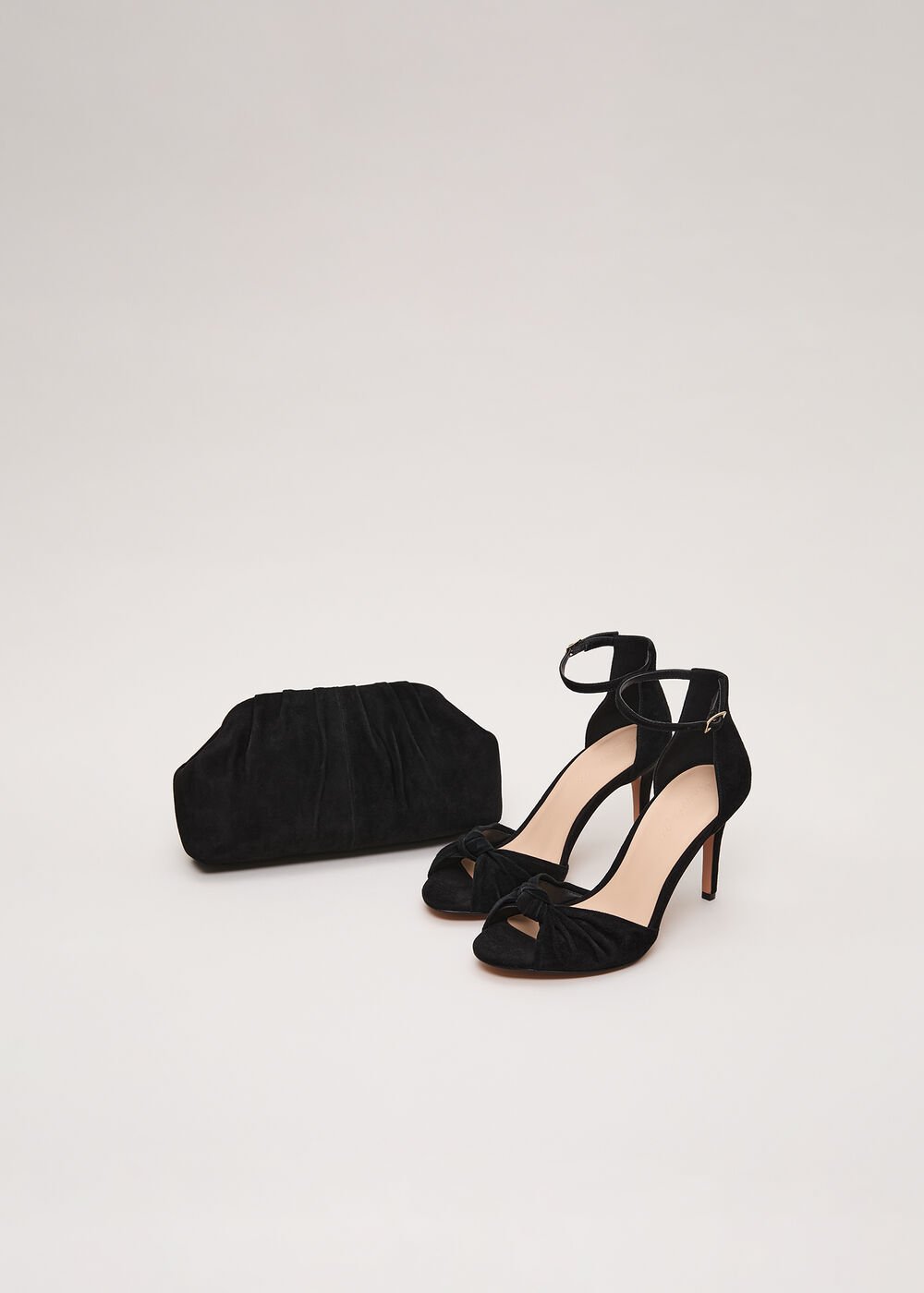 Suede Knotted Sandal Black