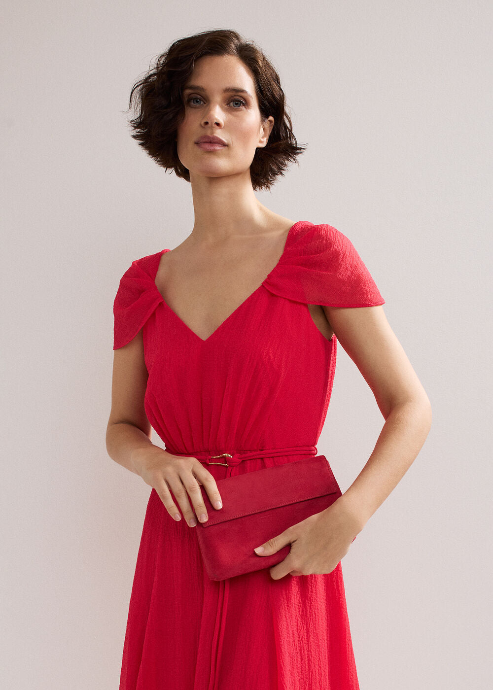 Suede Clutch Bag Coral