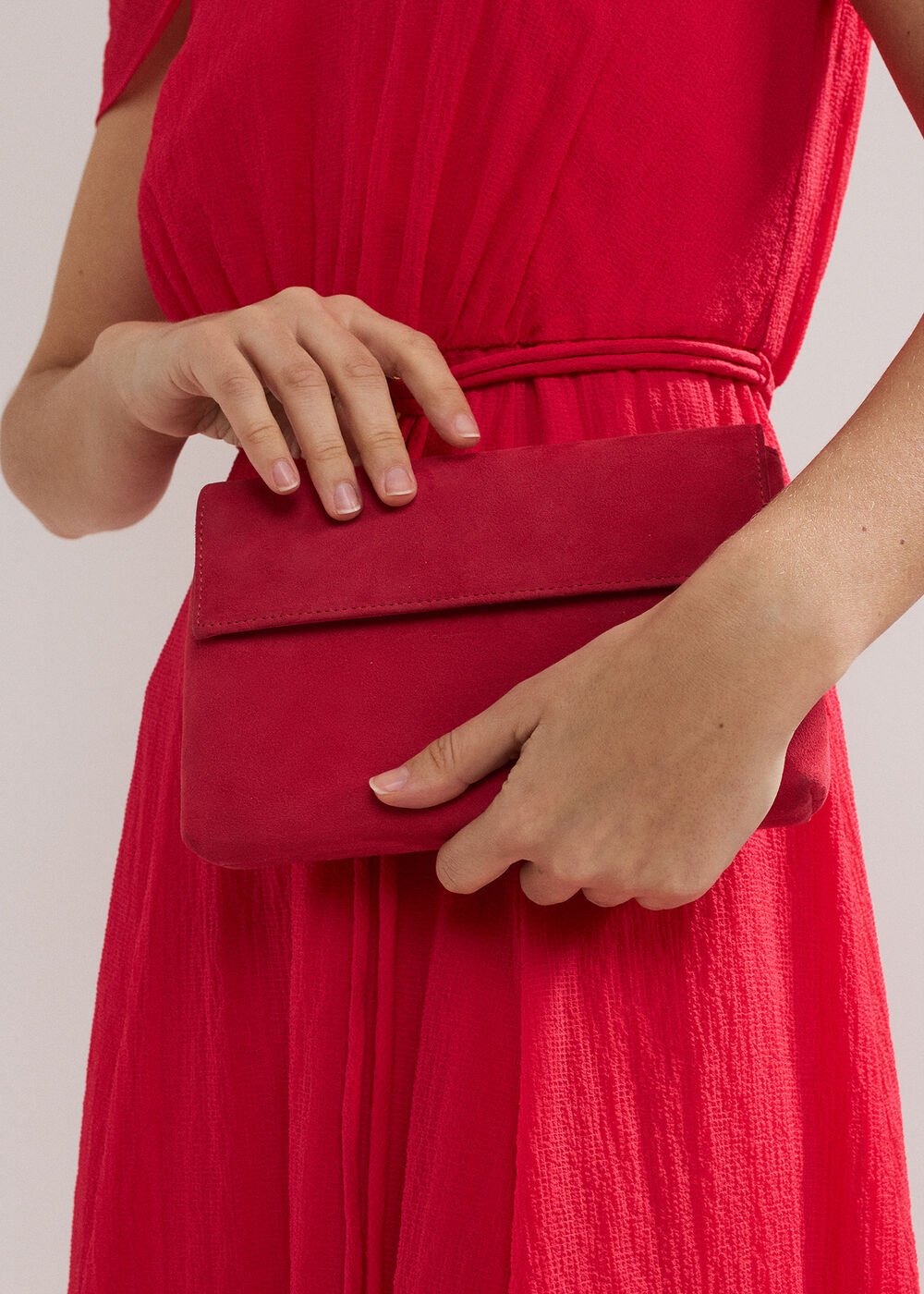 Suede Clutch Bag Coral