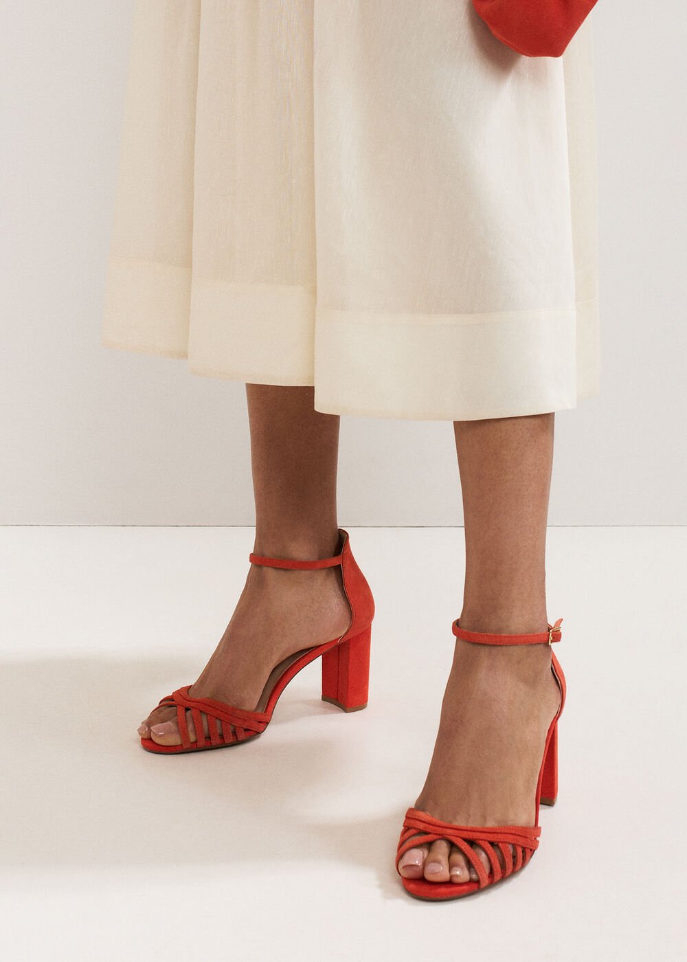 Block Heel Sandals Orange