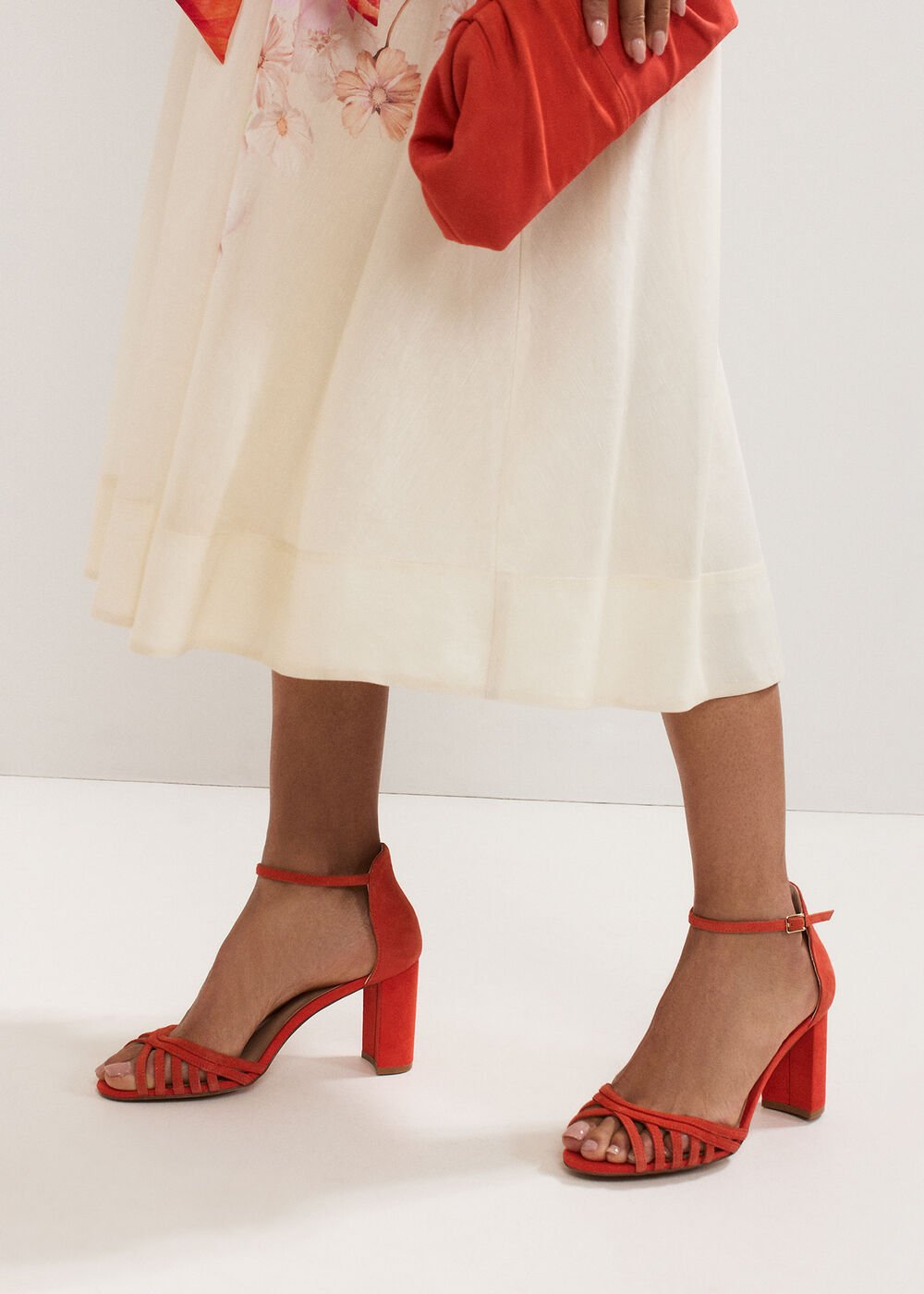 Block Heel Sandals Orange
