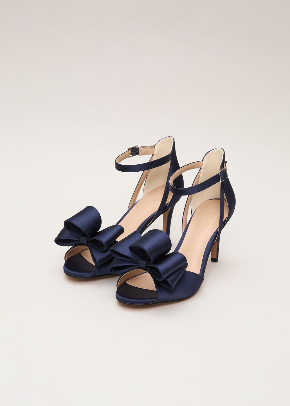 Satin Bow Sandals Navy