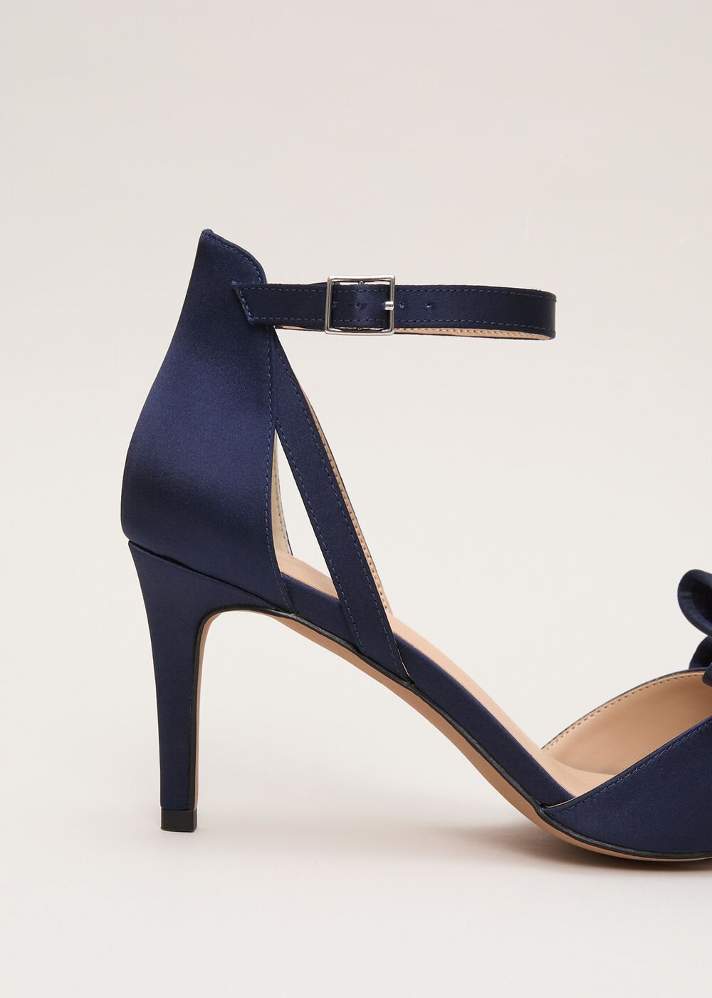 Satin Bow Sandals Navy