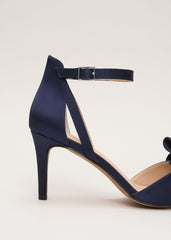 Satin Bow Sandals Navy