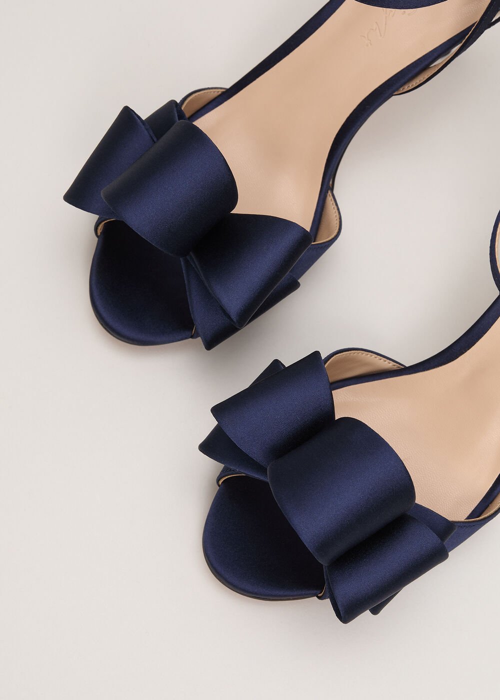 Satin Bow Sandals Navy