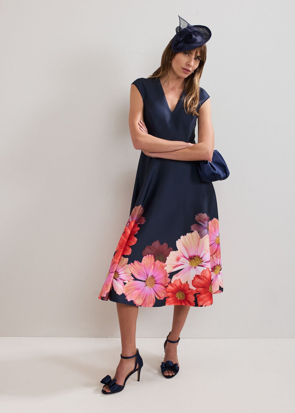 Satin Bow Sandals Navy