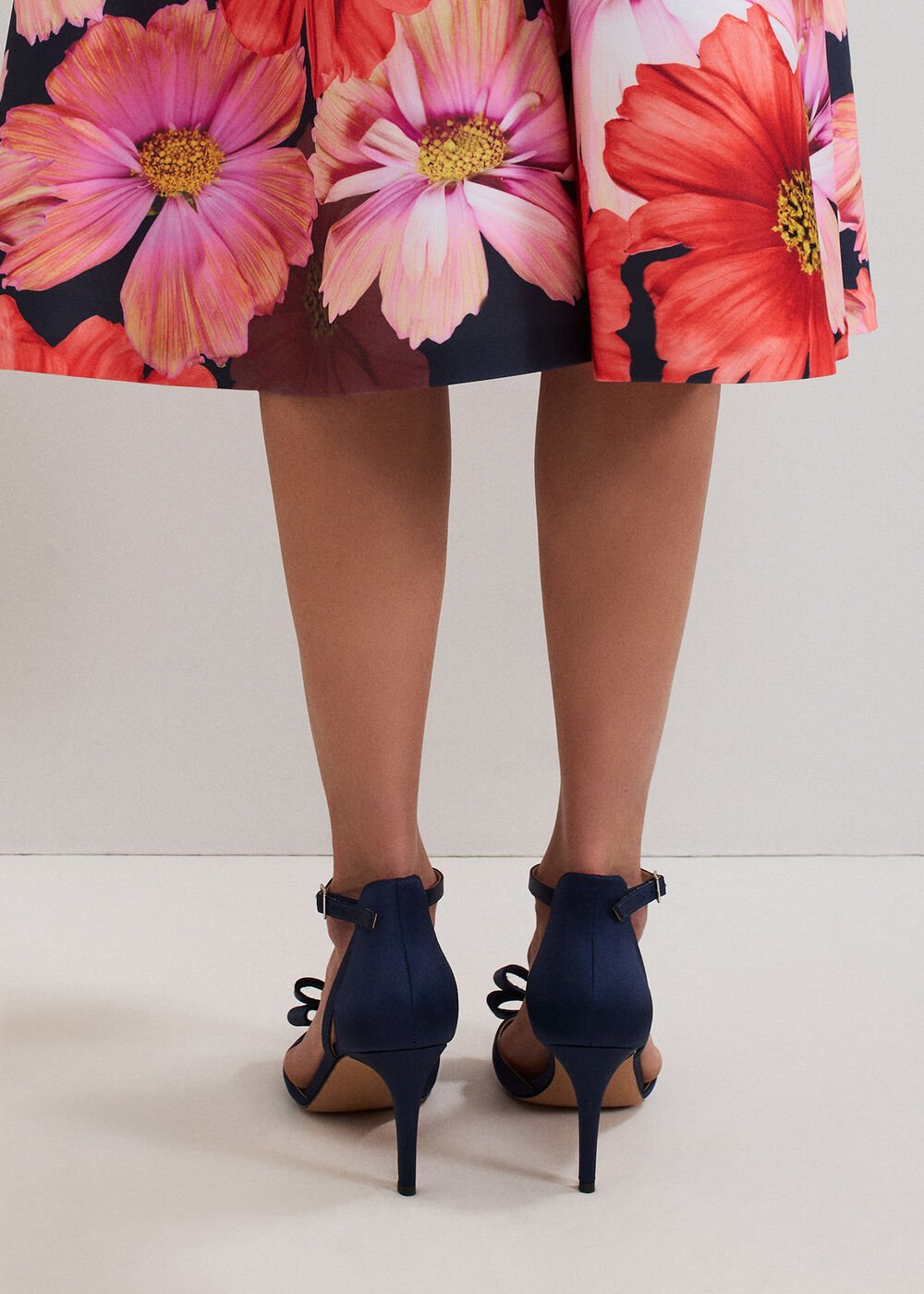 Satin Bow Sandals Navy