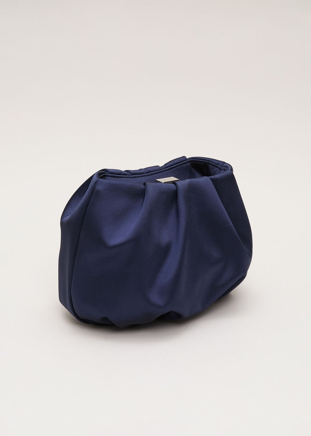 Satin Clutch Bag Navy