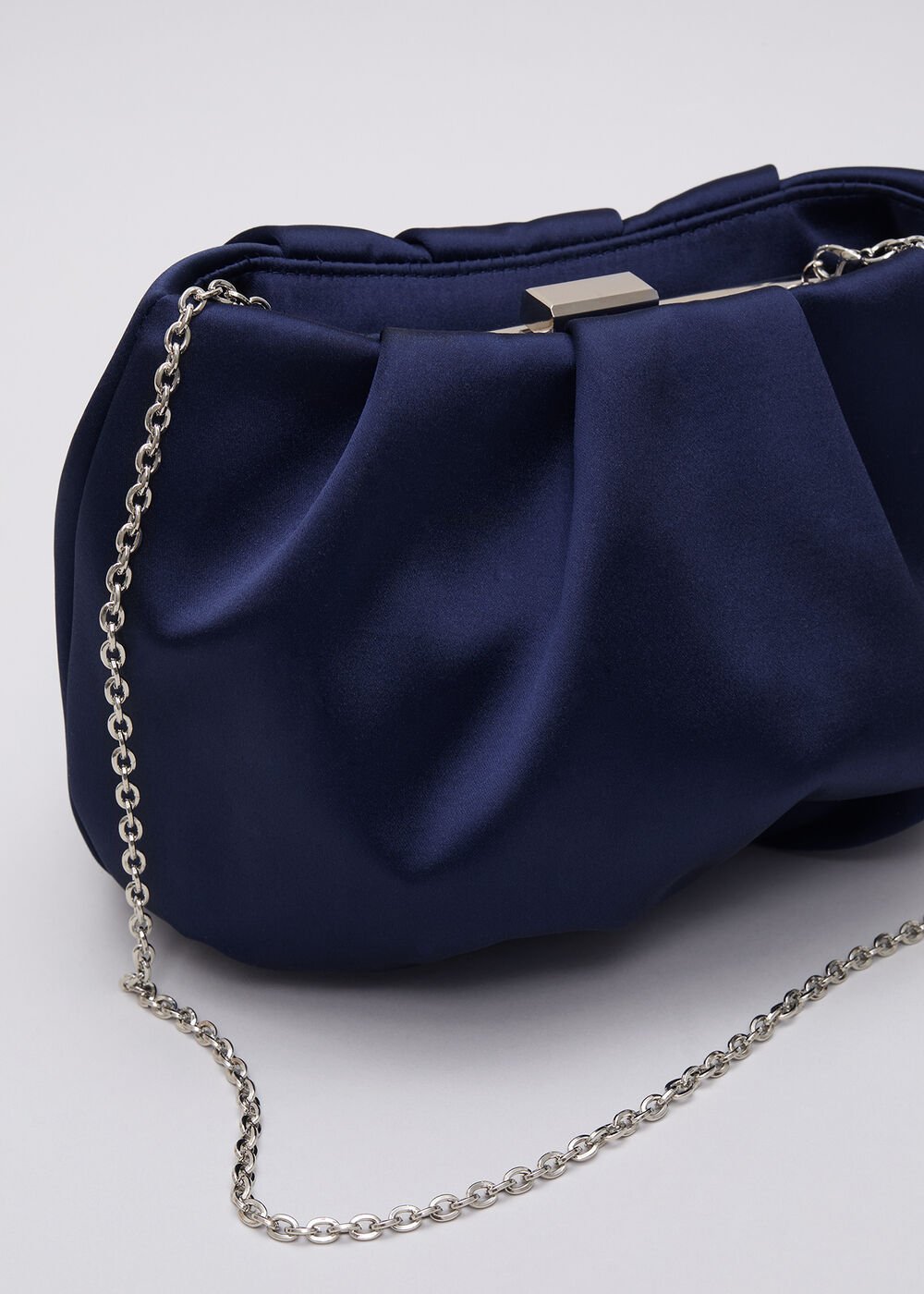 Satin Clutch Bag Navy