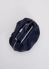 Satin Clutch Bag Navy