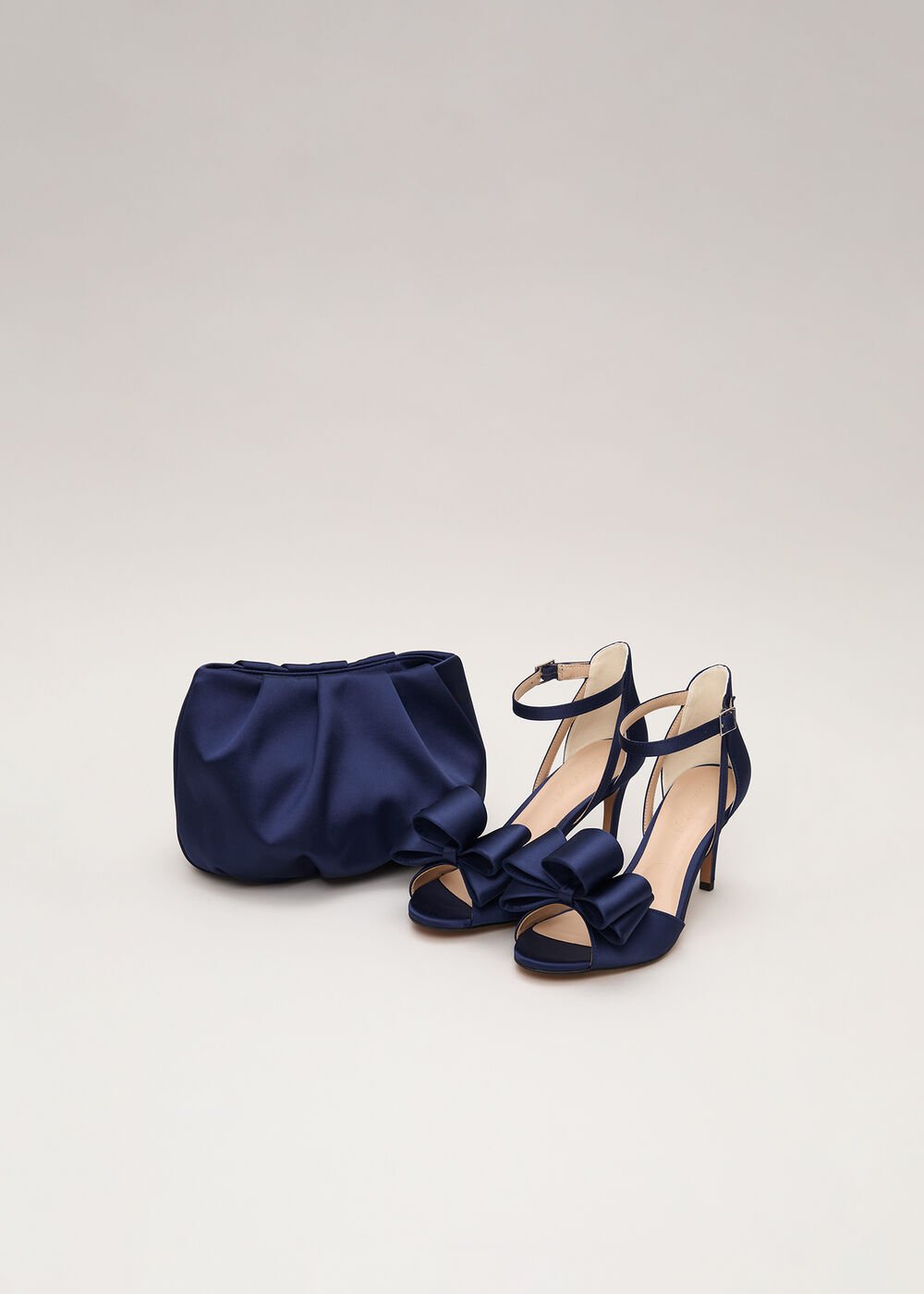 Satin Clutch Bag Navy