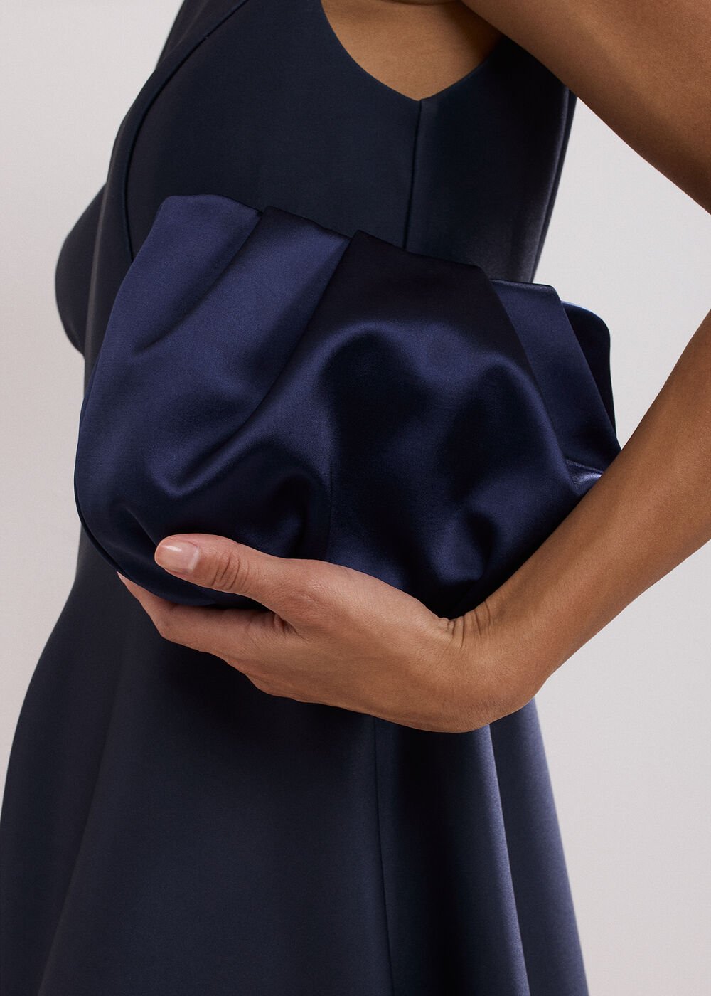 Satin Clutch Bag Navy