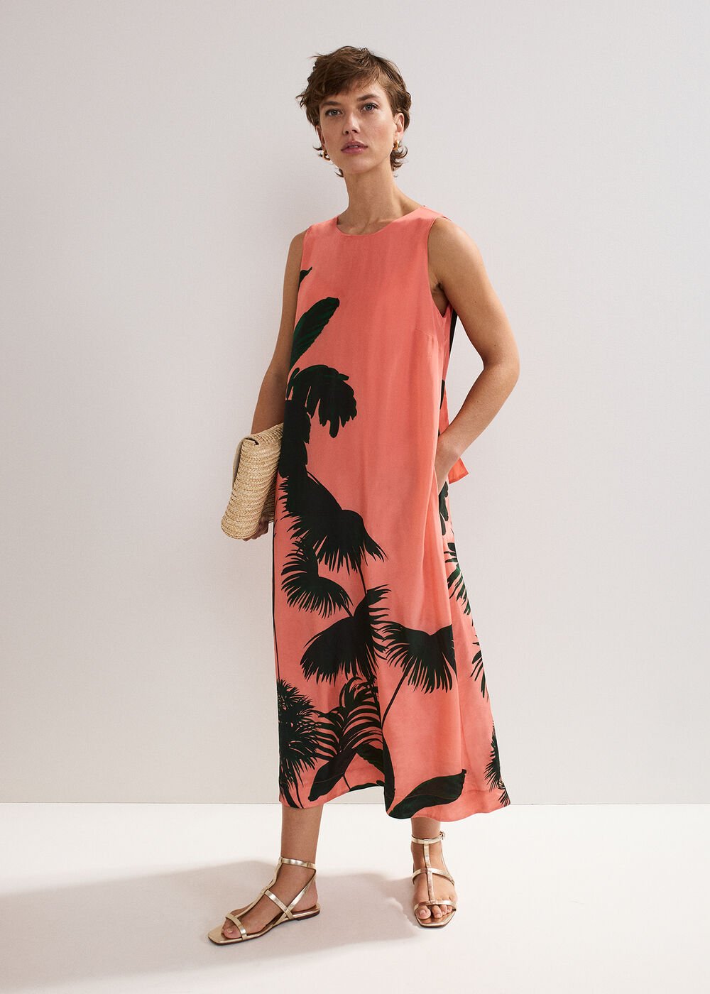 Leila Palm Dress Coral