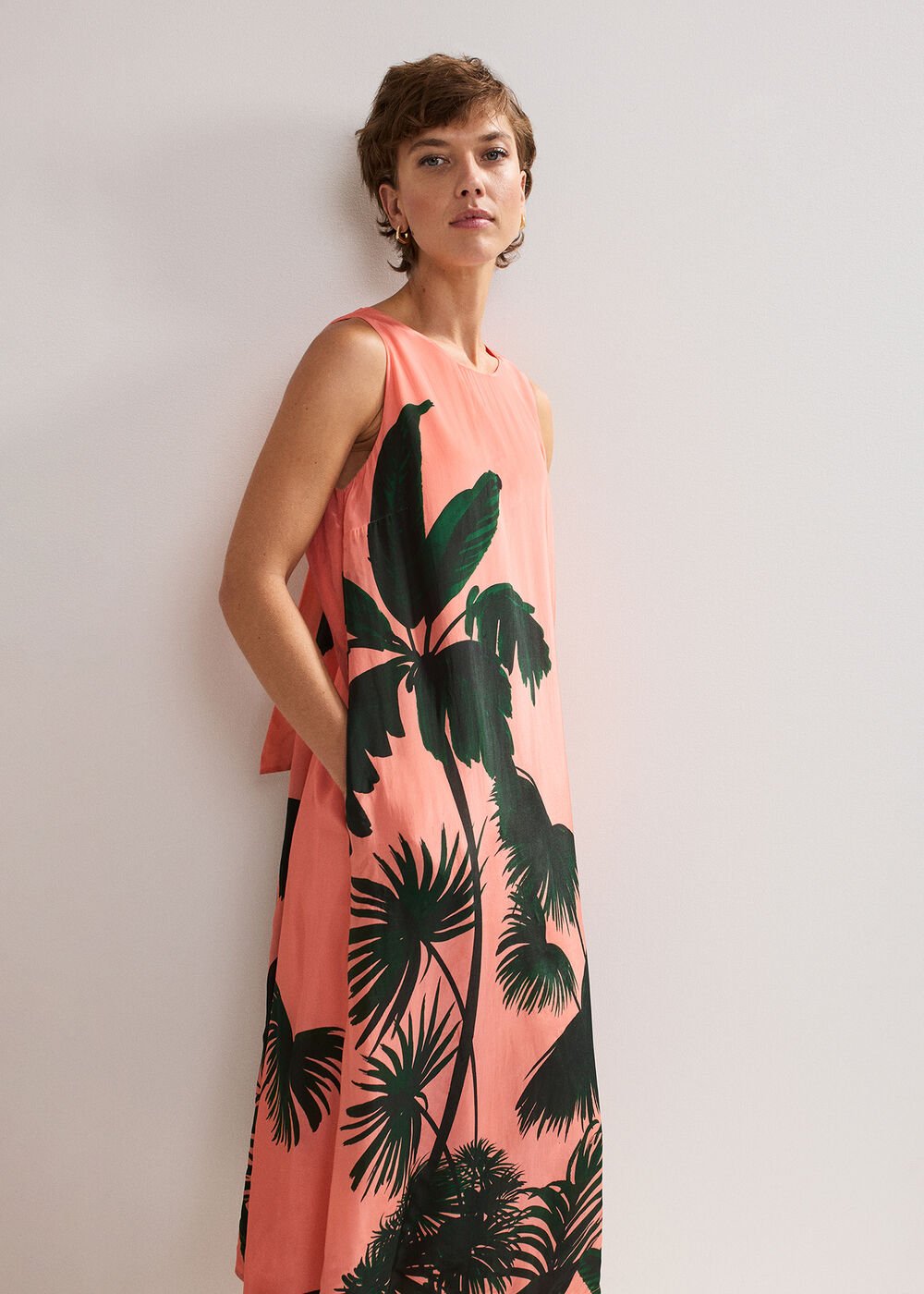 Leila Palm Dress Coral