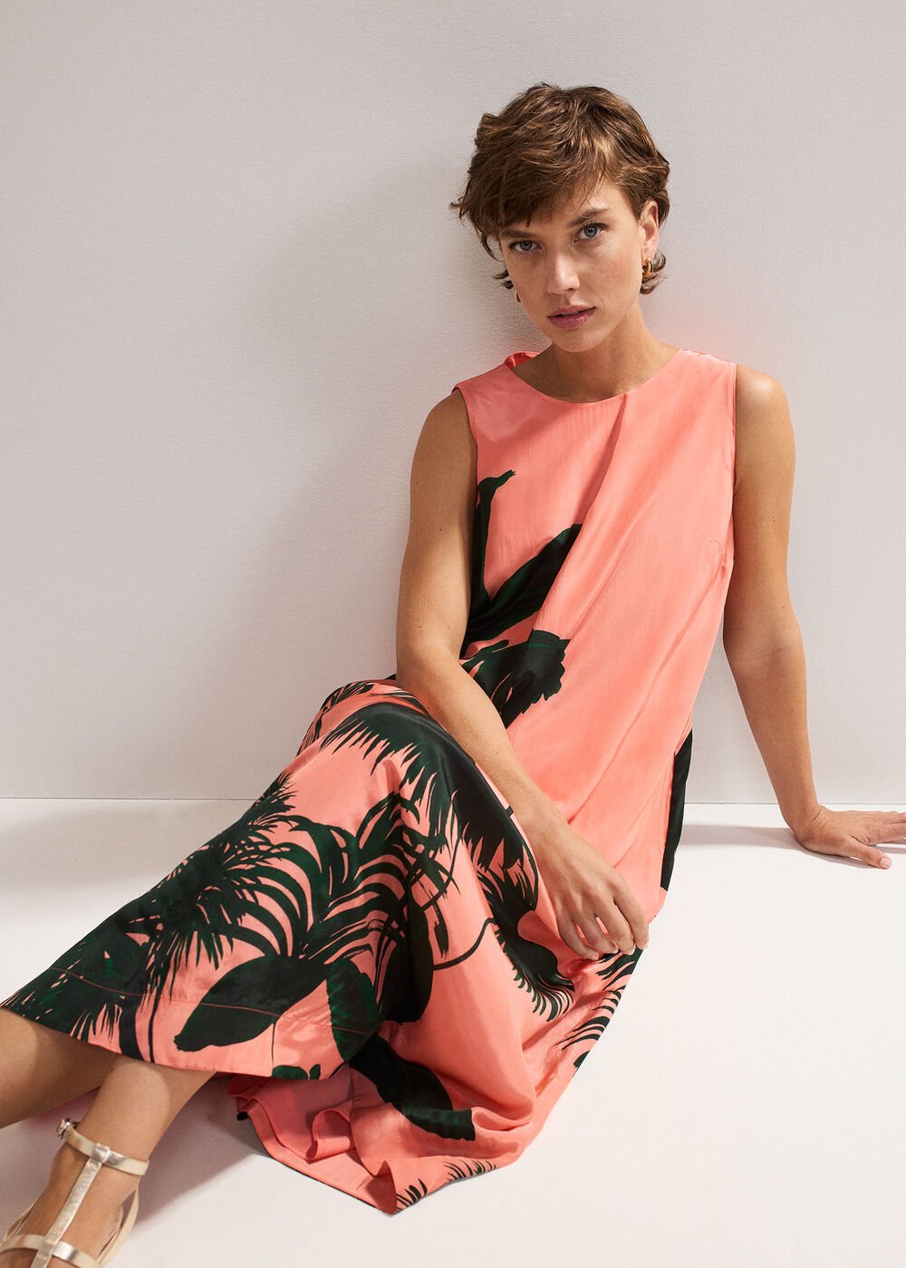 Leila Palm Dress Coral