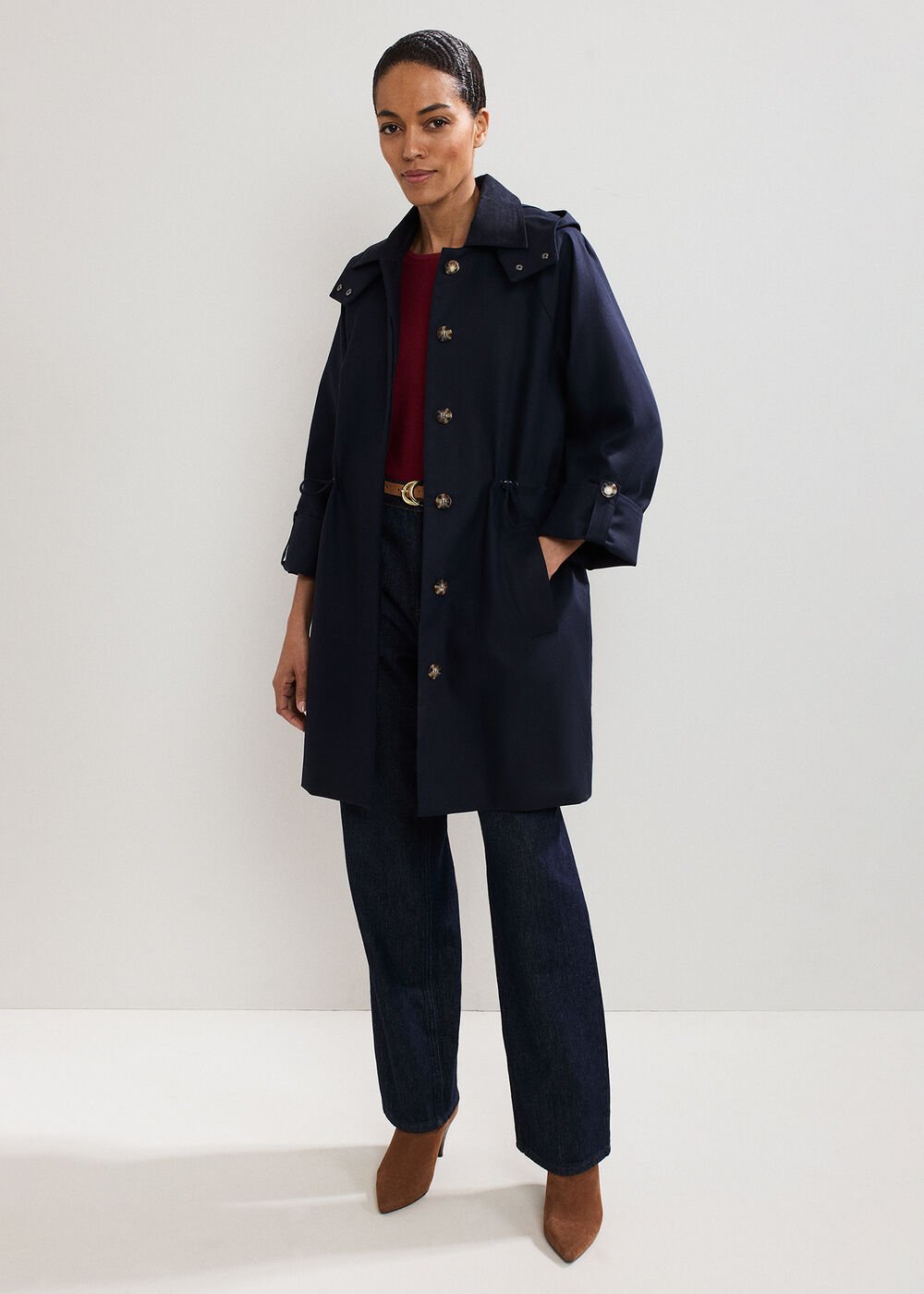 Broddie Hooded Coat Navy