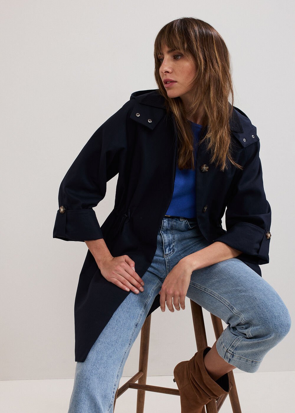 Broddie Hooded Coat Navy
