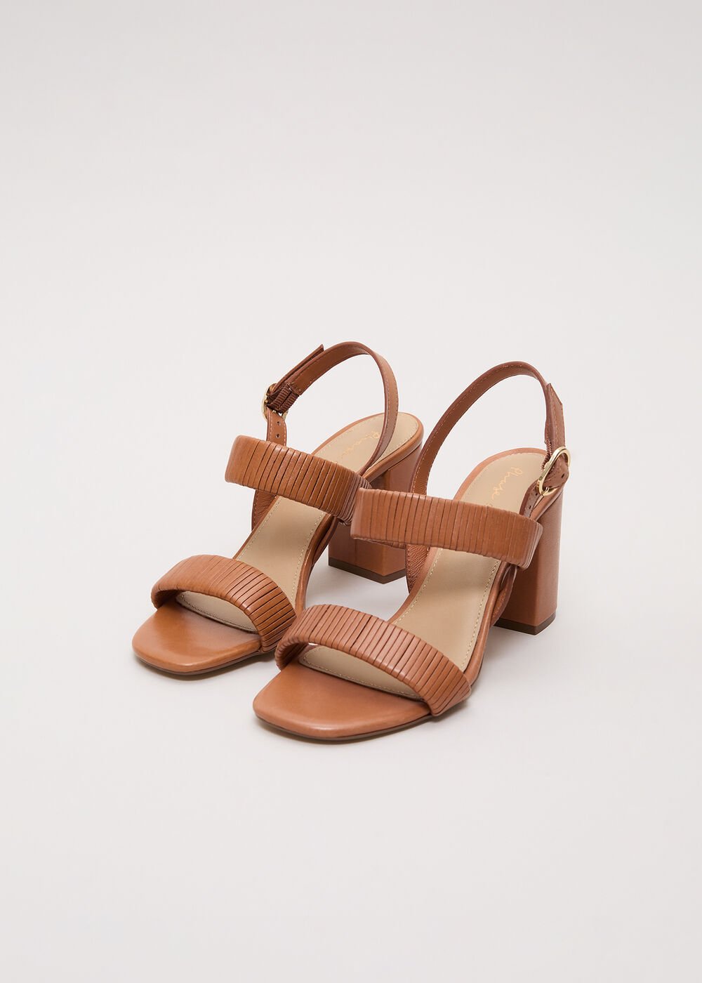 Leather Block Sandal Tan